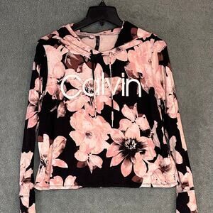 Calvin Klein Performance Floral Hoodie Logo Sweatshirt Womens S